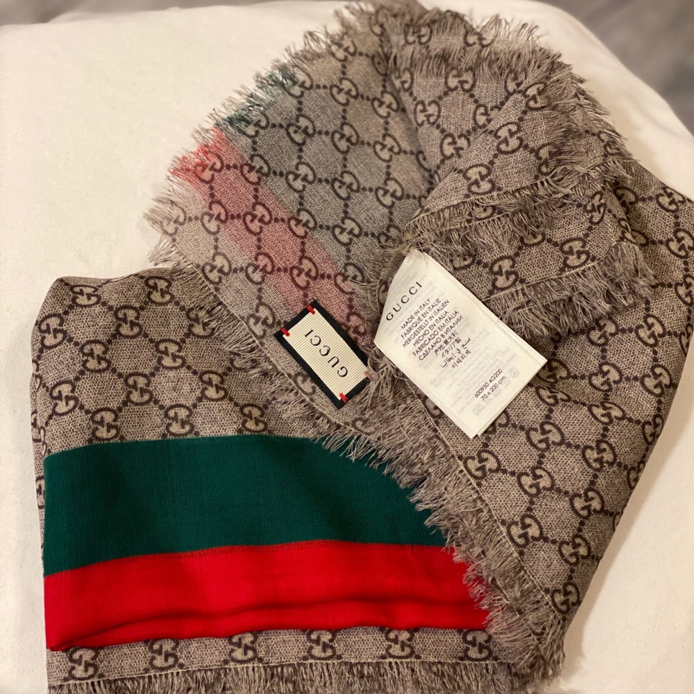 Authentic Gucci Wool Stole with Web